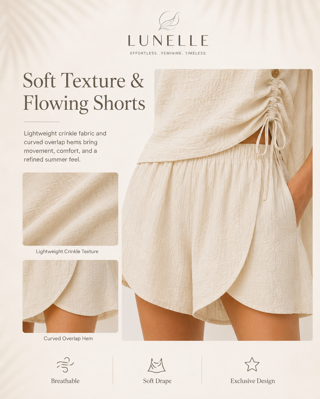 LUNELLE Women's Two Piece Summer Set - One Shoulder Top & High Waist Shorts