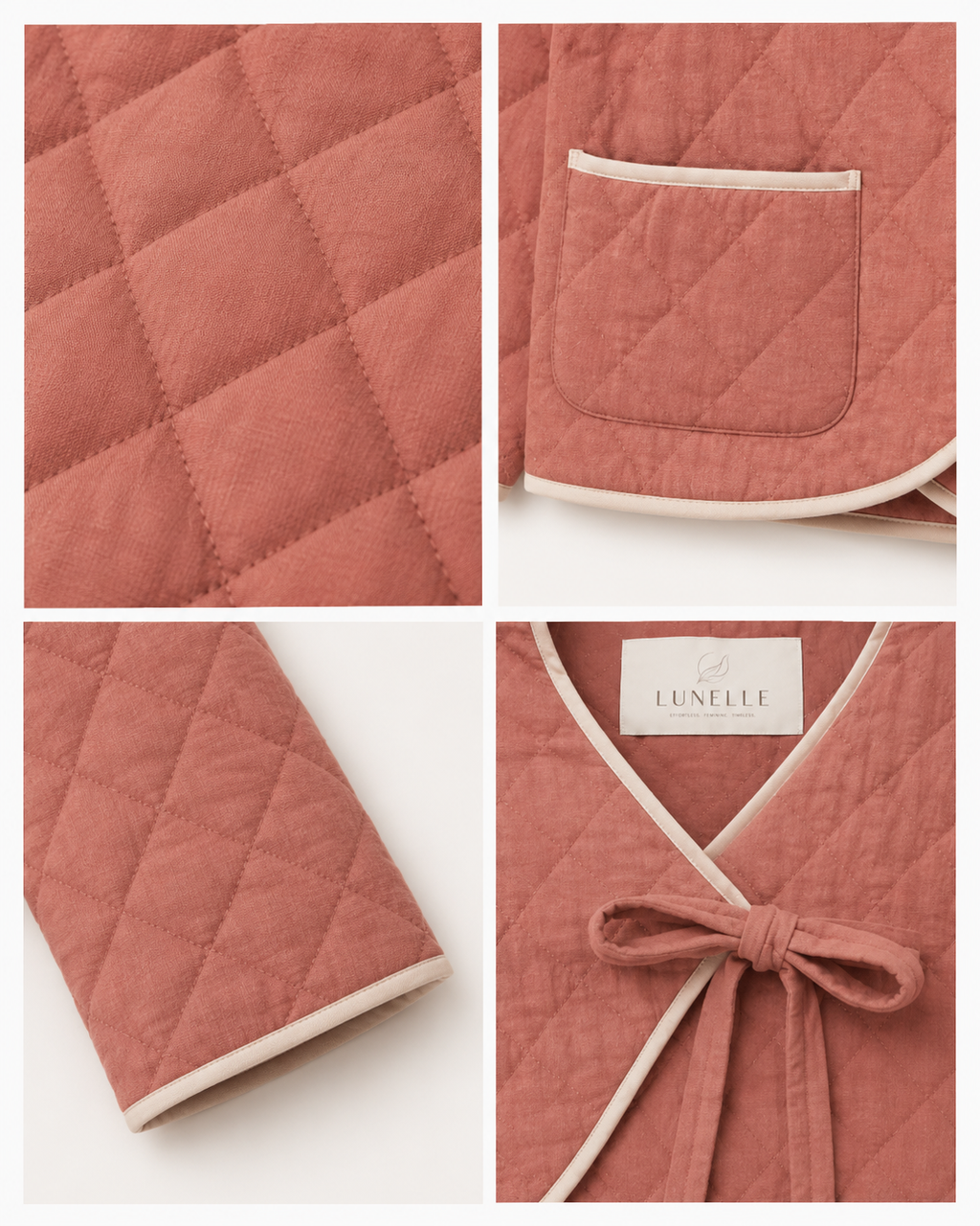 LUNELLE Women's Quilted Wrap Jacket - Dusty Rose