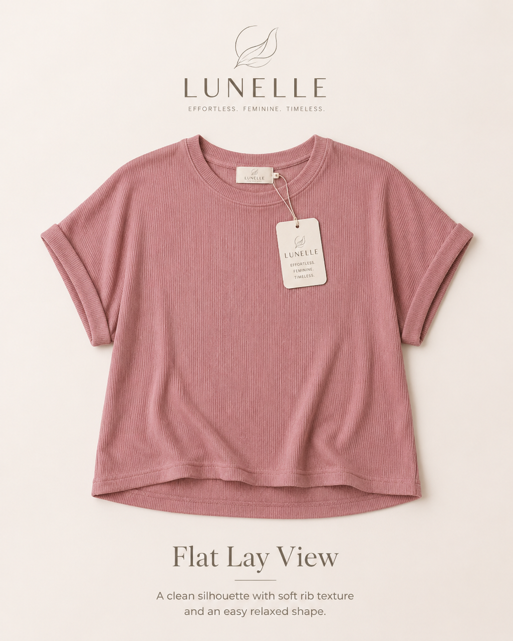 LUNELLE Women's Ribbed Knit Top - Soft Breeze Short Sleeve Shirt