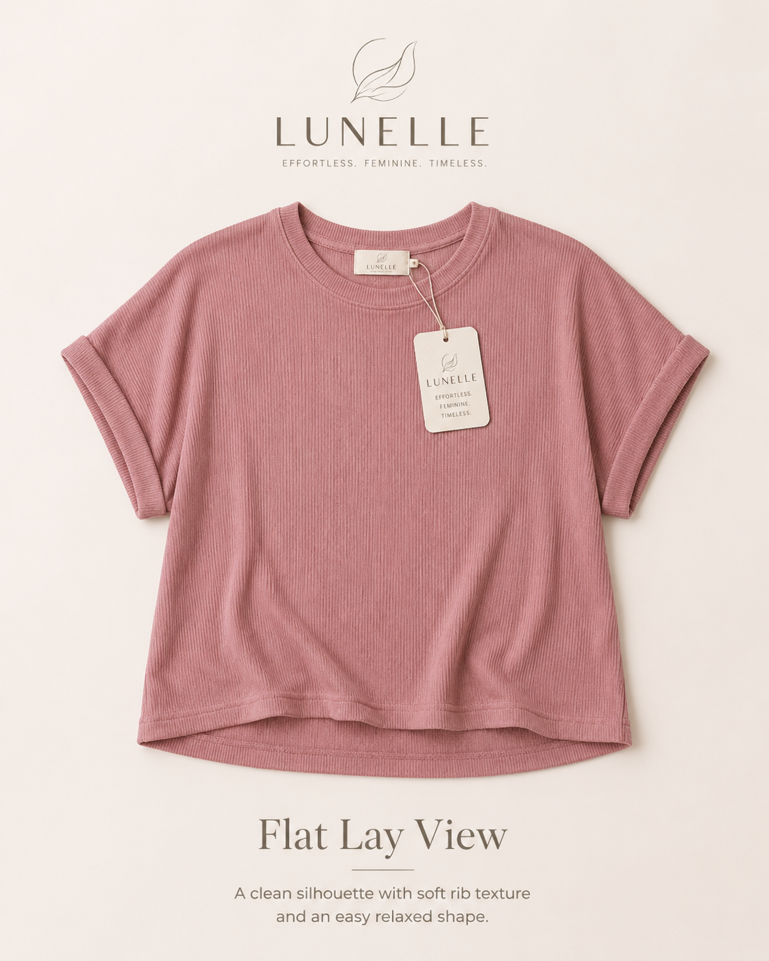 LUNELLE Women's Ribbed Knit Top - Soft Breeze Short Sleeve Shirt