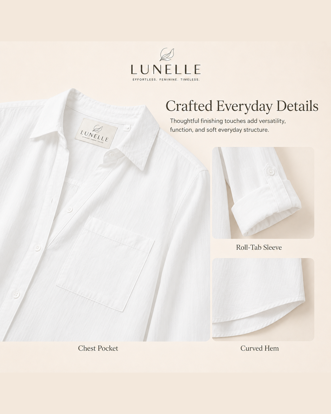 LUNELLE Women's Lightweight Relaxed Button-Up Shirt