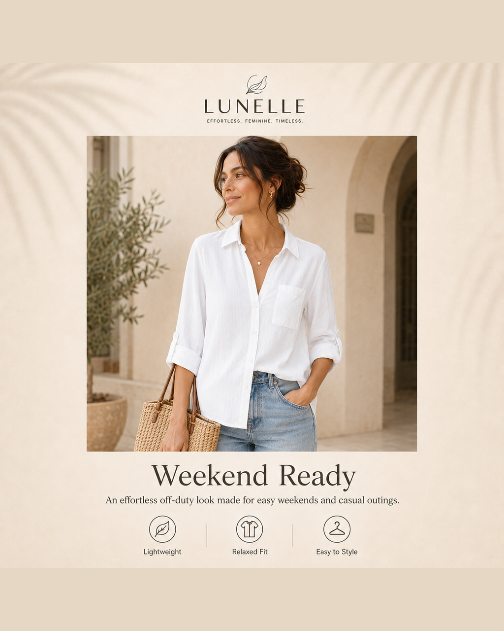 LUNELLE Women's Lightweight Relaxed Button-Up Shirt