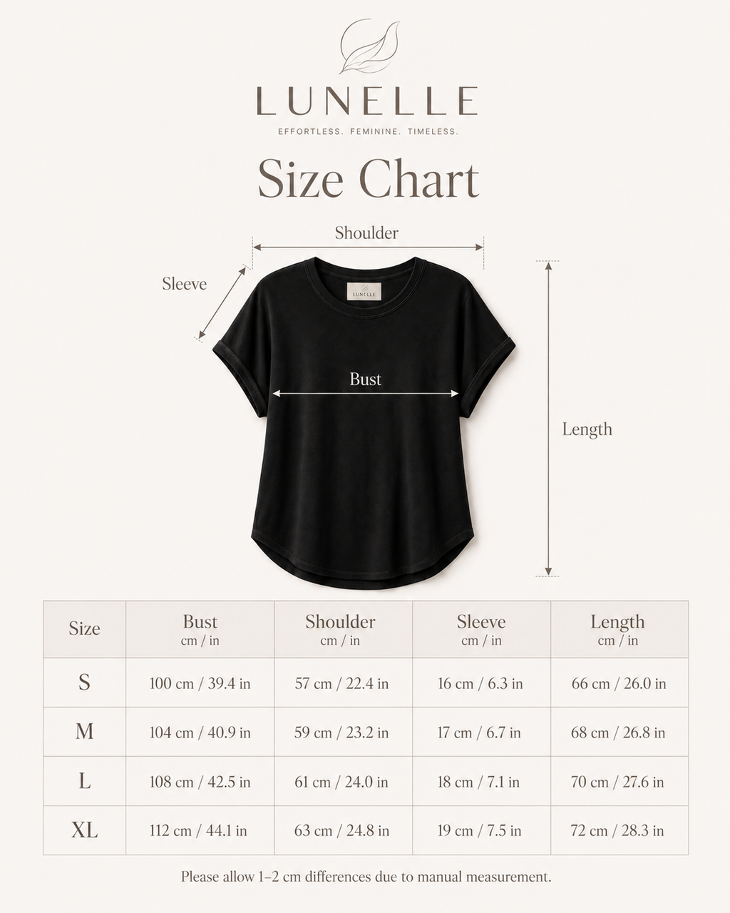 LUNELLE Women's Relaxed Fit T-Shirt - Black Crew Neck Short Sleeve Top